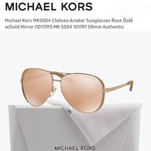 New Michael Kors Chelsea Aviator Sunglasses Rose Gold with case!